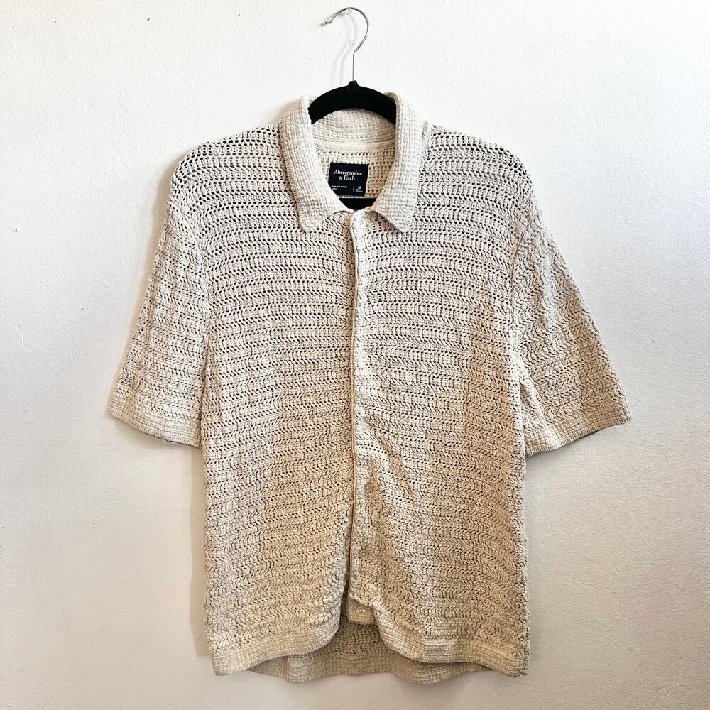 Abercrombie & Fitch Cream Knit Polo Shirt